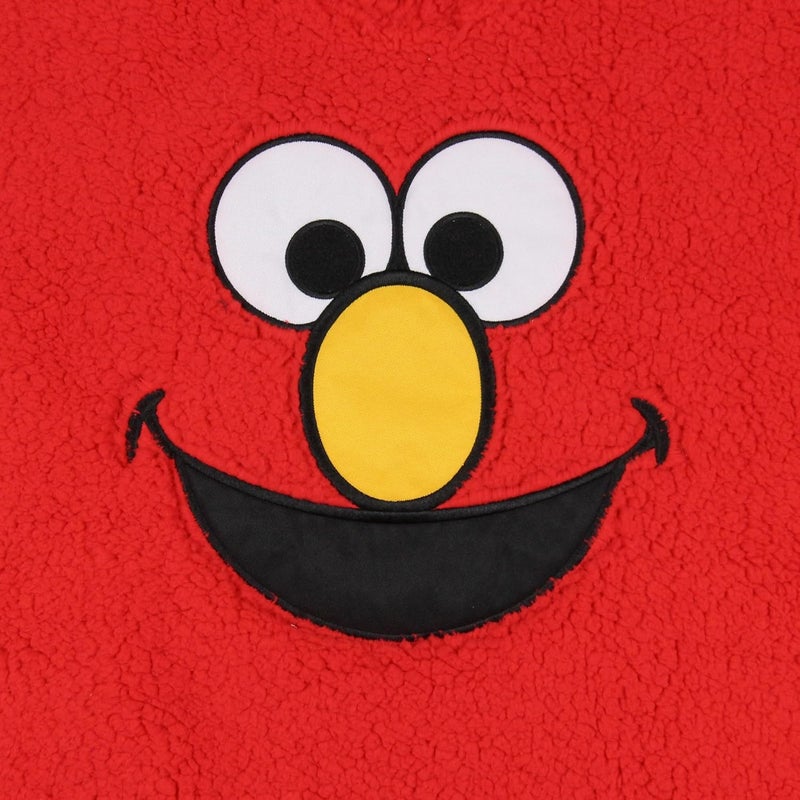 Bio World Sesame Street Women's Elmo Embroidered Patch Big Face Plush Fleece Long Sleeve Adult Costume Pullover Hoodie - Image 3